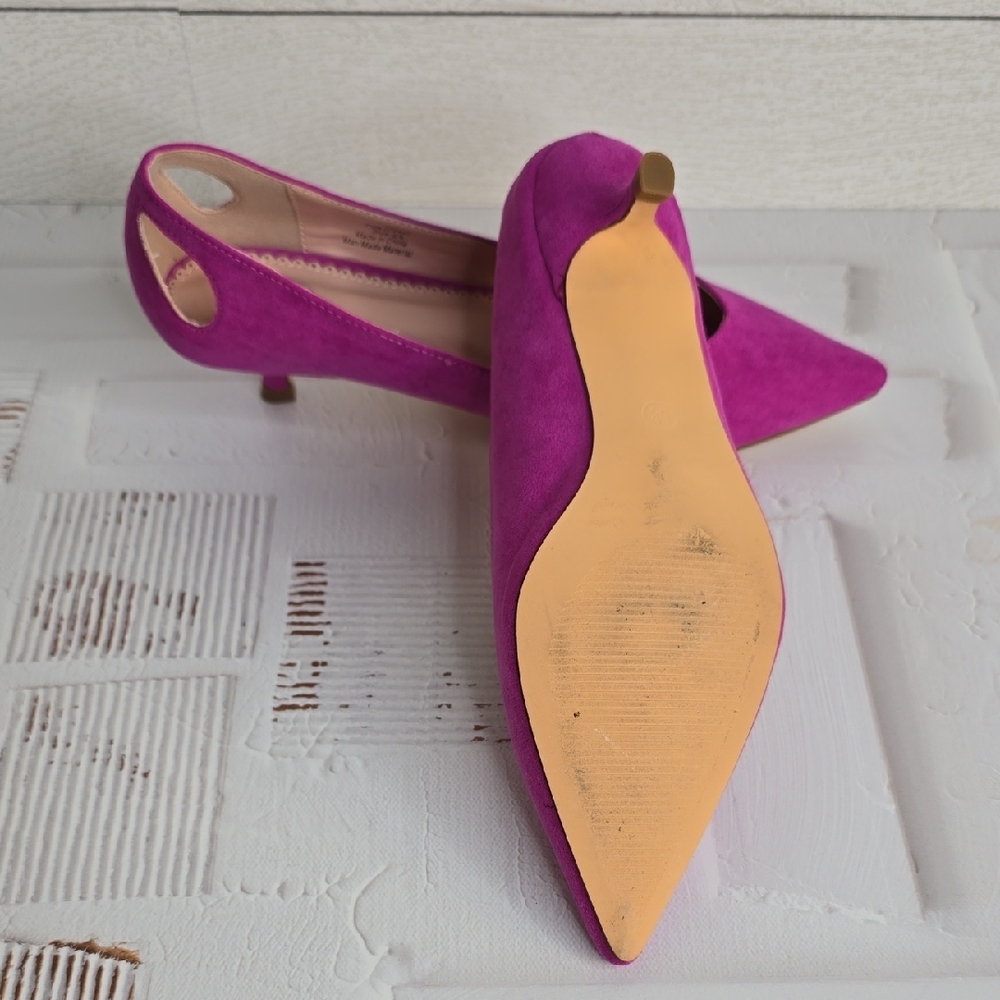 NWT Journee Golie Vibrant Magenta Suede Heels - Picture 4 of 8